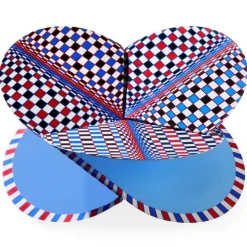 faltkarte | optical caro orange | blau – design kirstin hoevermann