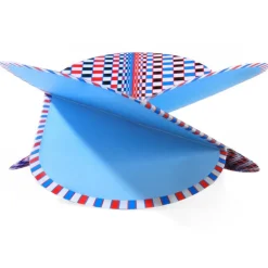 faltkarte | optical caro orange | blau – design kirstin hoevermann
