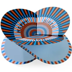 faltkarte | optical orange | blau, happy birthday – design kirstin hoevermann