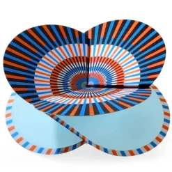 faltkarte | optical orange/blau – design kirstin hoevermann