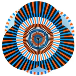 faltkarte | optical orange/blau – design kirstin hoevermann