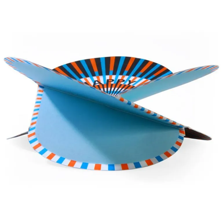 faltkarte | optical orange | blau, happy birthday – design kirstin hoevermann