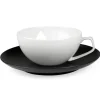 tac schwarz | teetasse weiß mit untertasse schwarz, 1 stück